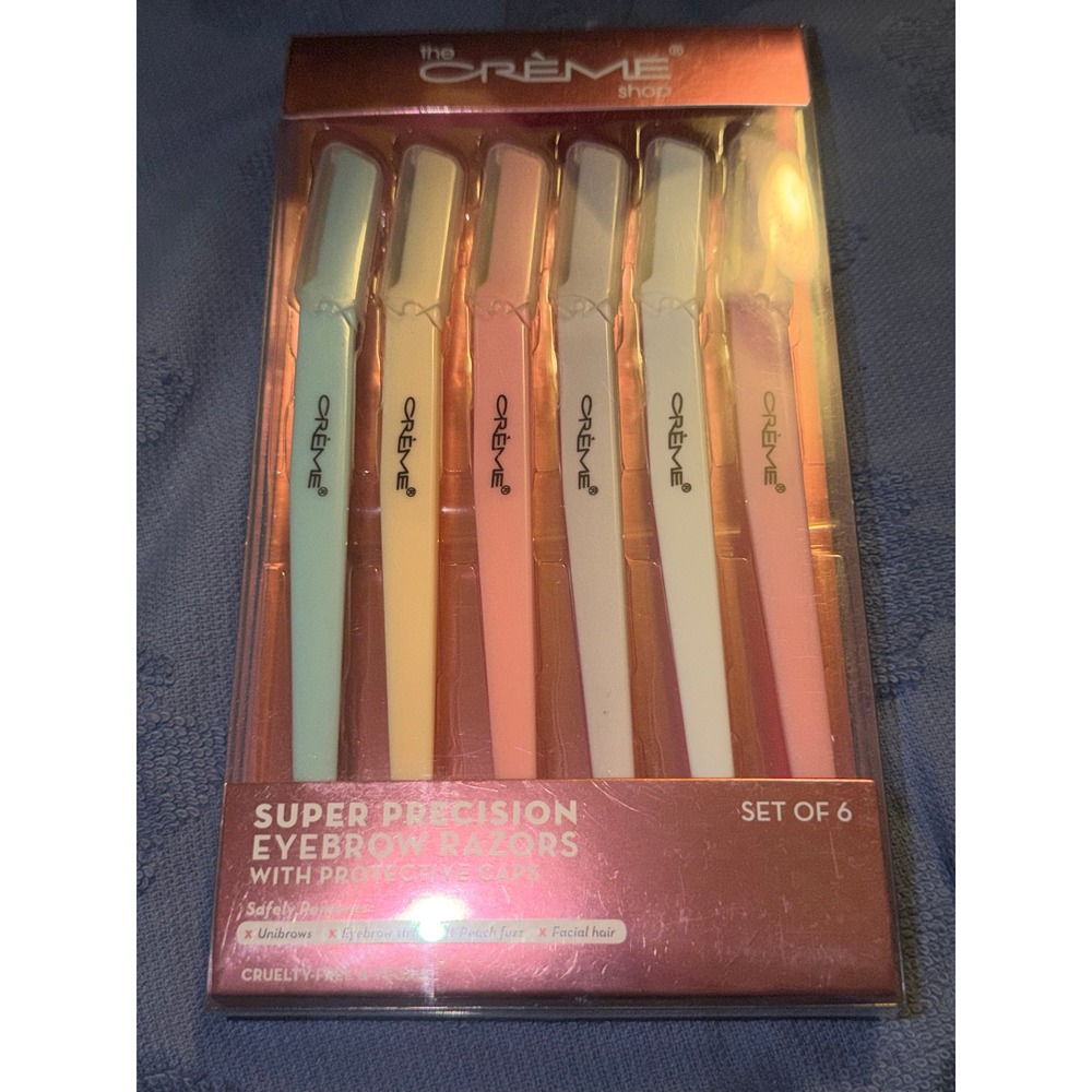 The Creme Shop Super Precision Eyebrow Razors with Protective Caps Set‎ of 6 NEW
